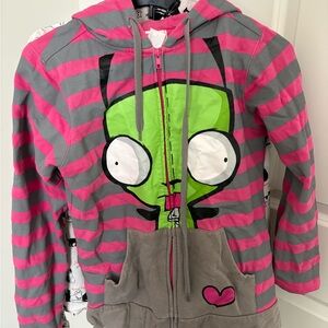 Invader Zim Gir Striped Hoodie